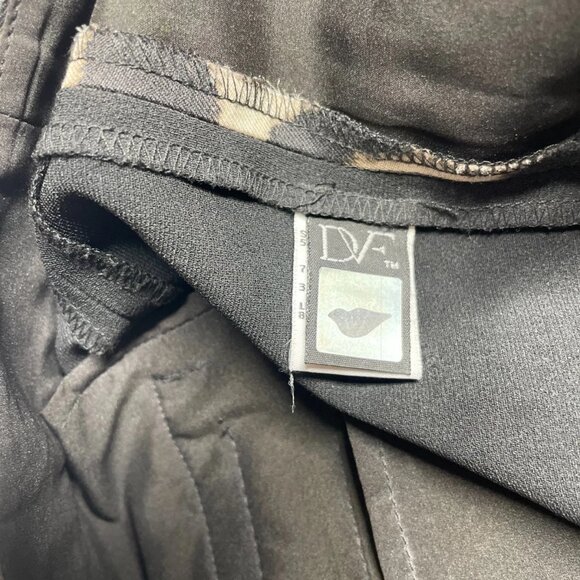 Diane Von Furstenberg Womens Black Animal Print Mary Mikado Pants Size 10 - Picture 6 of 11